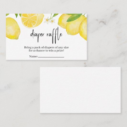 Lemon Baby shower Diaper Raffle Visitekaartje (Voorkant / Achterkant)