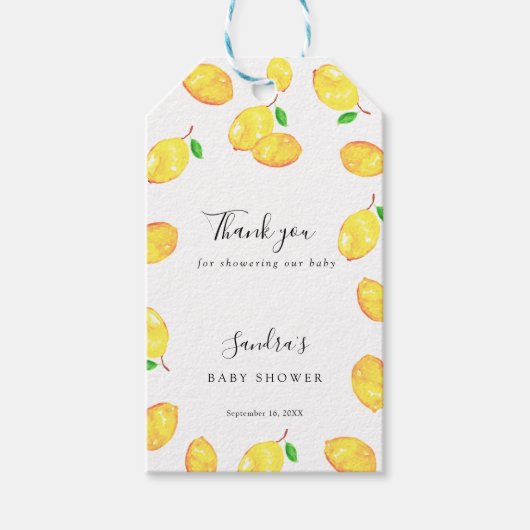 Lemon Baby shower Elegant Dank u het Lijst van het Cadeaulabel (Voorkant)