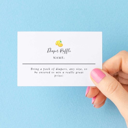 Lemon Baby shower Elegant Minimalist Diaper Raffle Informatiekaartje