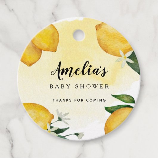 Lemon Baby shower Favor Classic Round Sticker Bedankjes Labels (Voorkant)