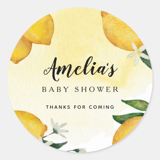 Lemon Baby shower Favor Ronde Sticker (Voorkant)