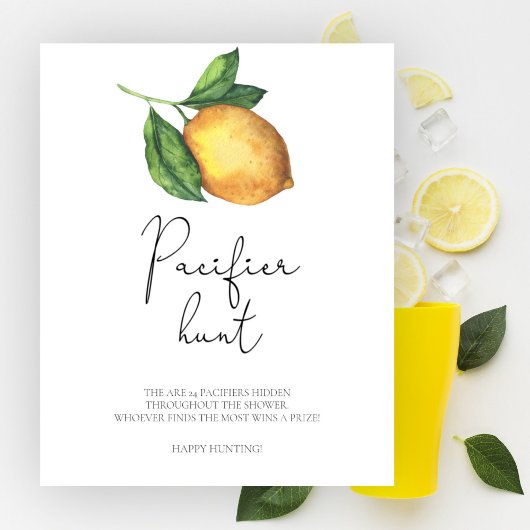 Lemon baby shower Fopspeen jacht spel Poster