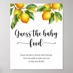Lemon Baby shower Game Guess Baby Food Poster