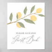 Lemon Baby shower Gastenboek teken Poster (Voorkant)