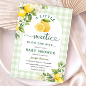 Lemon Baby Shower Green Gingham Gender Neutral Kaart