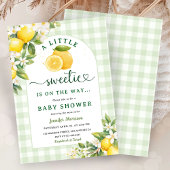 Lemon Baby Shower Green Gingham Gender Neutral Kaart