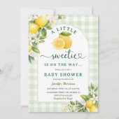 Lemon Baby Shower Green Gingham Gender Neutral Kaart (Voorkant)