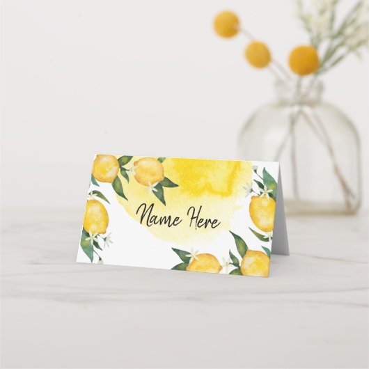 Lemon Baby shower Guest Place Card Plaatskaartje (Voorkant)