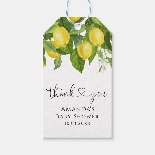 Lemon Baby shower Hartelijk dank Cadeaulabel (Voorkant)