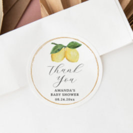 Lemon Baby shower Hartelijk dank Ronde Sticker