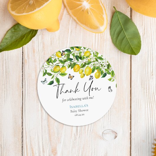 Lemon Baby shower Hartelijk dank Ronde Sticker