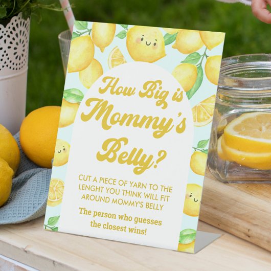 Lemon Baby shower Hoe groot is haar mama spel Reclamebord Met Voetstuk
