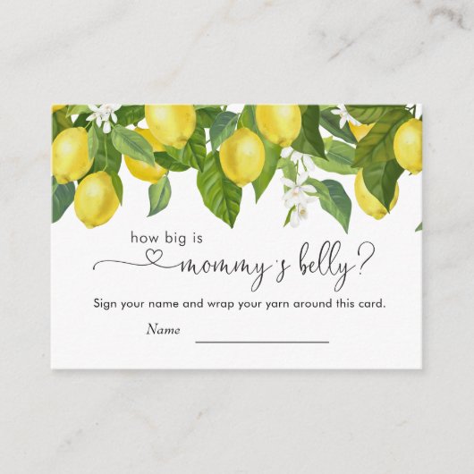 Lemon Baby shower Hoe groot is mama's buik Informatiekaartje (Voorkant)
