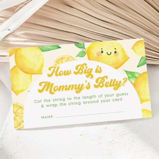 Lemon Baby shower Hoe groot mama buikspel Informatiekaartje