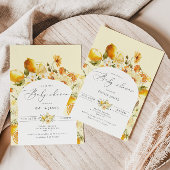 Lemon baby shower invitation. Elegant citrus baby Kaart