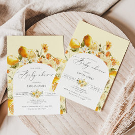 Lemon baby shower invitation. Elegant citrus baby Kaart