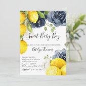 Lemon Baby shower Invitation for Baby Boy Kaart (Staand voorkant)