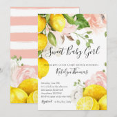 Lemon Baby shower Invitation for Baby Girl Kaart (Voorkant / Achterkant)