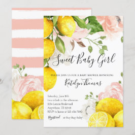 Lemon Baby shower Invitation for Baby Girl Kaart