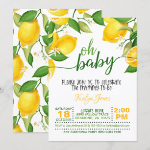 Lemon Baby shower Invitation - Oh Baby Kaart