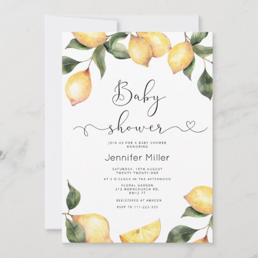 Lemon baby shower kaart (Voorkant)