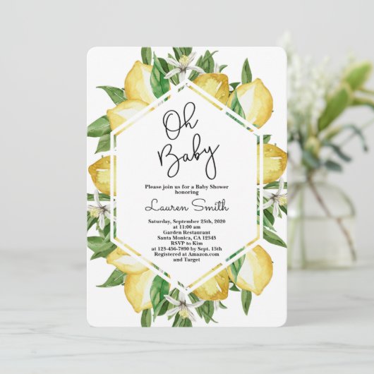 Lemon Baby shower Kaart (Staand voorkant)