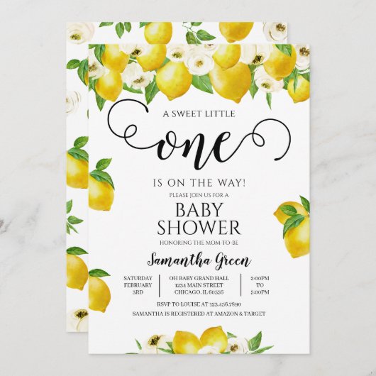 Lemon Baby shower Kaart (Voorkant / Achterkant)