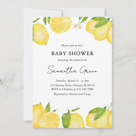 Lemon Baby shower Kaart (Voorkant)