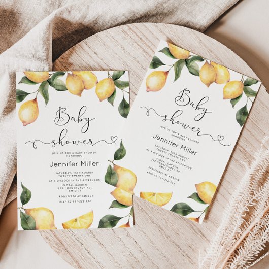 Lemon baby shower kaart