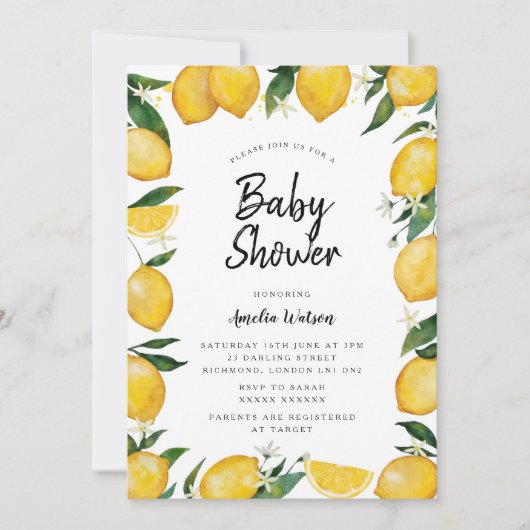 Lemon Baby shower Kaart (Voorkant)