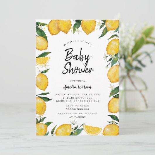 Lemon Baby shower Kaart (Staand voorkant)