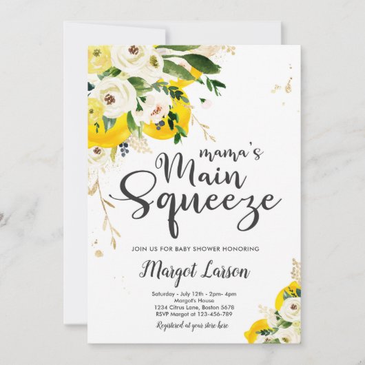 Lemon Baby shower Mama's Main Squeeze Baby shower Kaart (Voorkant)