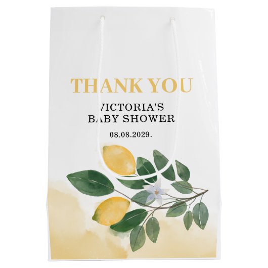 Lemon Baby shower Medium Cadeauzakje (Achterkant)