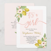 Lemon Baby shower meisje Kaart (Voorkant / Achterkant)