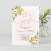 Lemon Baby shower meisje Kaart (Staand voorkant)