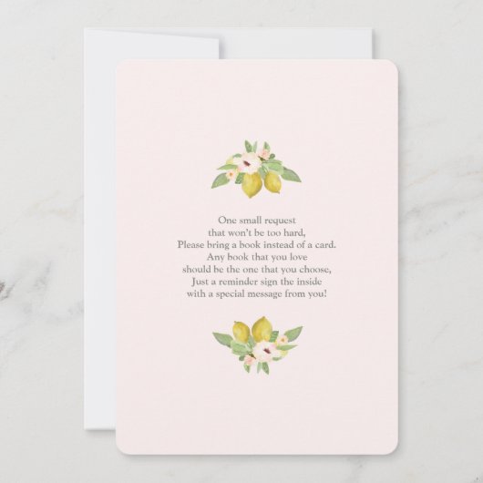 Lemon Baby shower meisje Kaart (Achterkant)