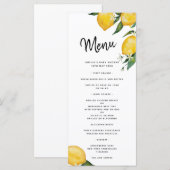 Lemon Baby shower Menu Kaart (Voorkant / Achterkant)