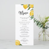 Lemon Baby shower Menu Kaart (Staand voorkant)