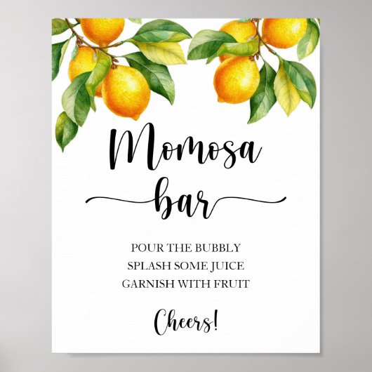 Lemon Baby shower Momosa Bar Sign Poster (Voorkant)
