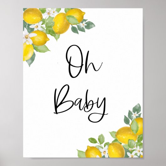 Lemon Baby shower Oh Baby Sign Poster (Voorkant)