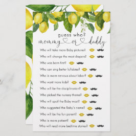 Lemon Baby shower "Raad eens wie" game