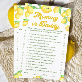 Lemon Baby shower Raad eens wie mama of papa spel
