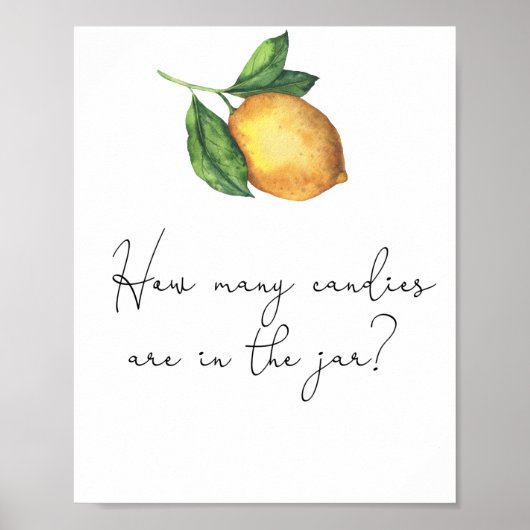 Lemon baby shower Raad hoeveel snoepjes Poster (Voorkant)
