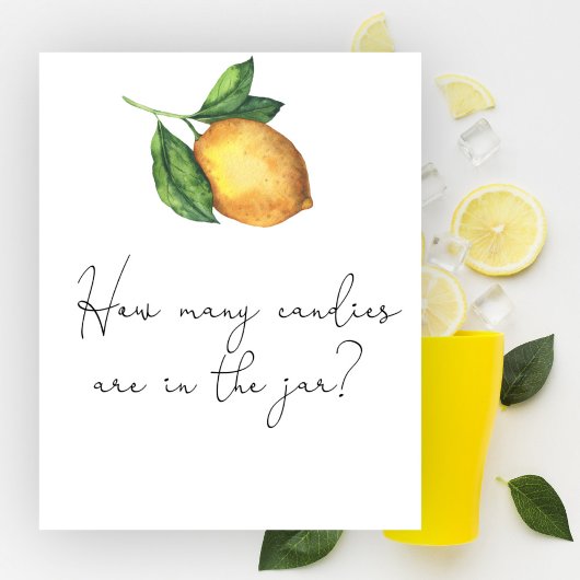 Lemon baby shower Raad hoeveel snoepjes Poster