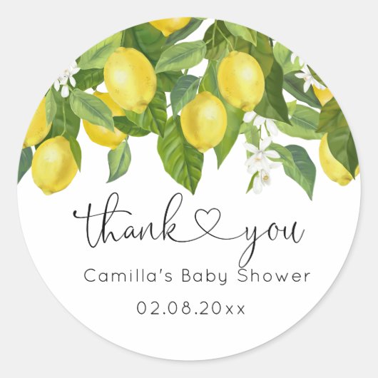Lemon Baby shower Ronde Sticker (Voorkant)