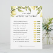 Lemon baby shower speelt mammie of pappie raad wie kaart (Staand voorkant)