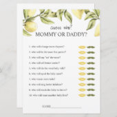 Lemon baby shower speelt mammie of pappie raad wie kaart (Voorkant / Achterkant)