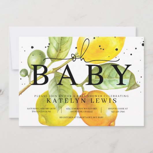 Lemon Baby shower Uitnodiging (Voorkant)