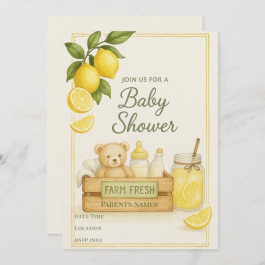Lemon Baby shower Uitnodiging (Voorkant / Achterkant)