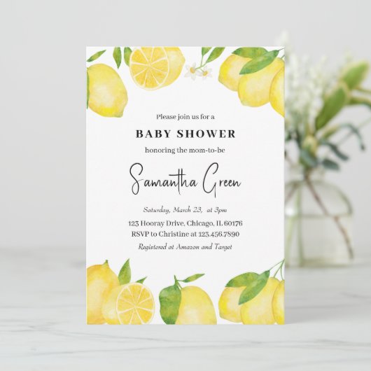 Lemon Baby shower Uitnodiging (Staand voorkant)
